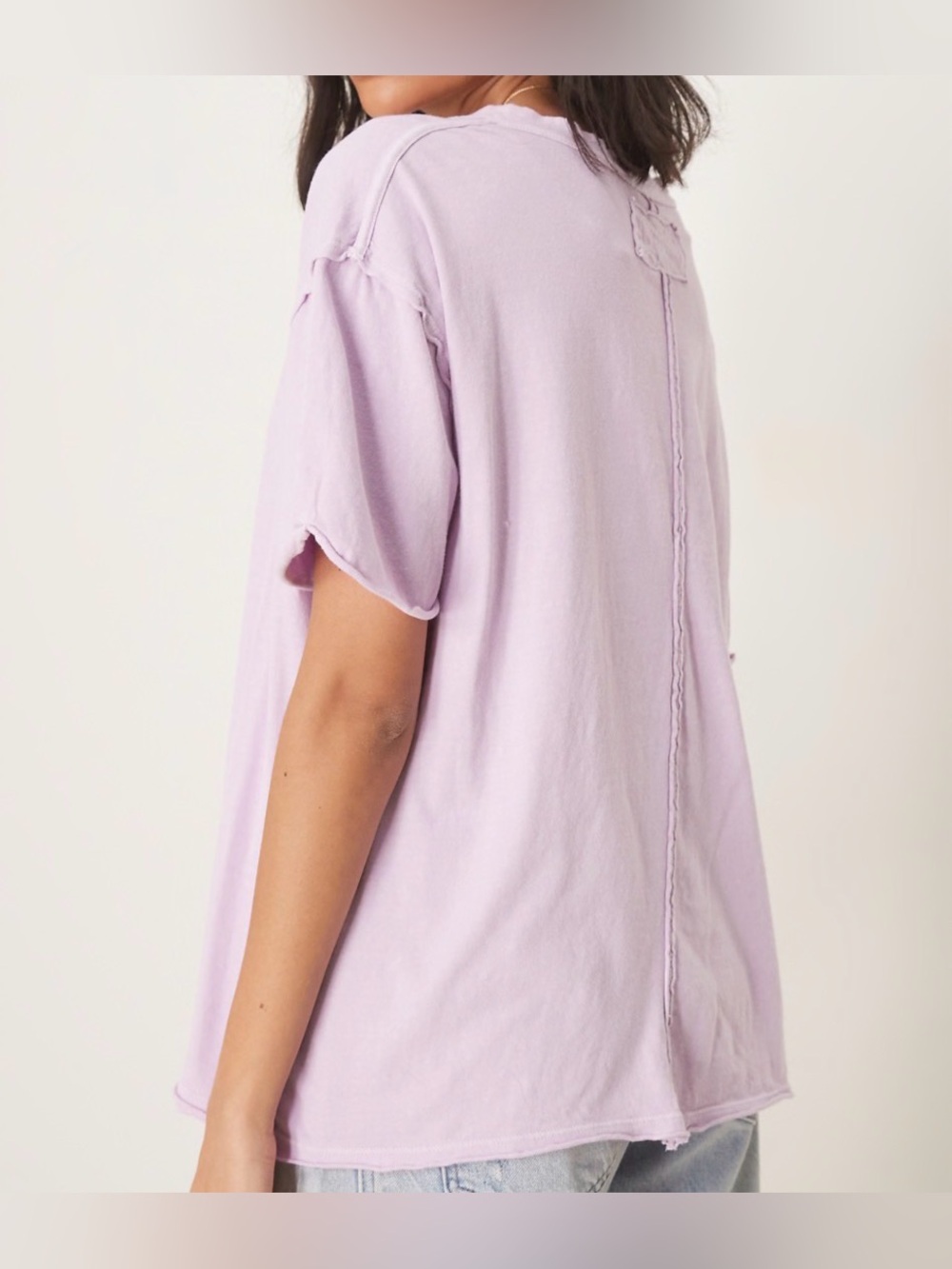 We The Free Lavender V-Neck Nina Short Sleeve Tee - Picture 3 of 7